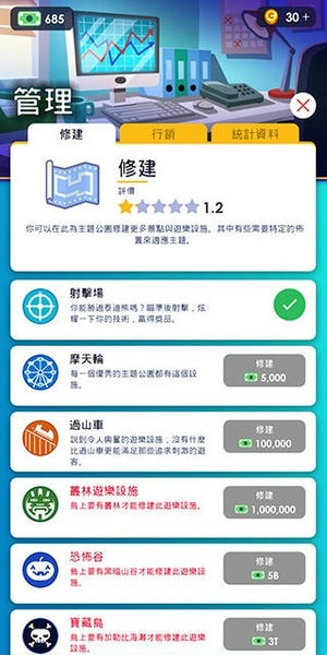 闲置主题公园大亨金币不减反增版 v4.0.2 安卓版 1
