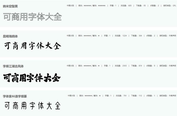 免费商用字体大全 免费商用字体大全下载