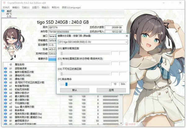 crystaldiskinfo硬盘检测工具 v9.6.2 绿色便携版 3