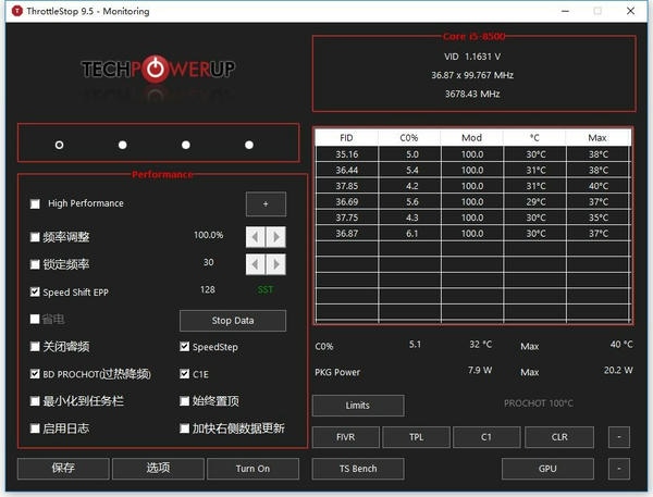 ThrottleStop(cpu调频软件) v9.5 中文版 0