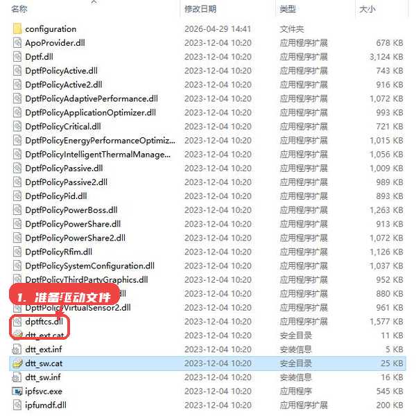 DTT驱动教程图:第一步,准备驱动文件。 准备驱动文件。