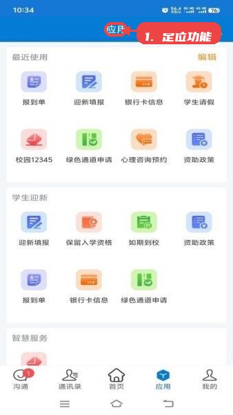 智慧文职教程图:第二步,定位功能模块。 定位功能模块。