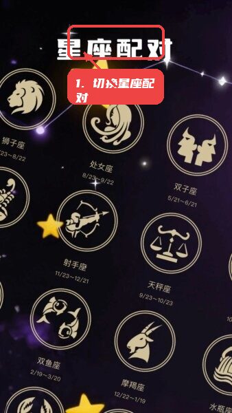 amberdraw官方正版教程图:第二步,切换至星座配对页面。 切换至星座配对页面。