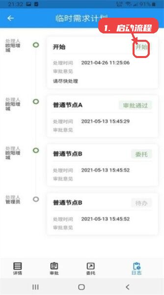 掌上安全宝官方正版教程图:第二步,启动临时需求计划流程。 启动临时需求计划流程。
