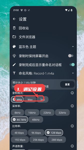 调整录制设置。