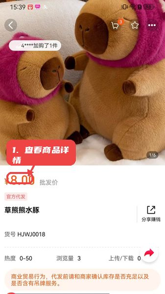 淘绒网教程图:第二步,查看商品详情。 查看商品详情。