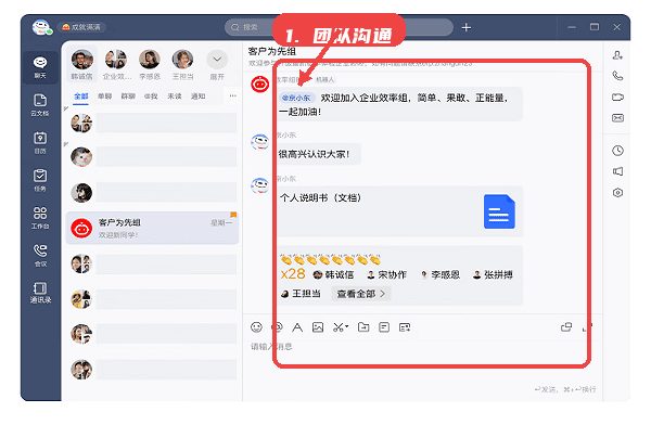 京me教程图:第三步,团队沟通。 团队沟通。