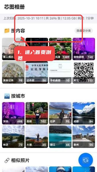 芯图相册教程图:第一步,进入首页浏览照片。 进入首页浏览照片。
