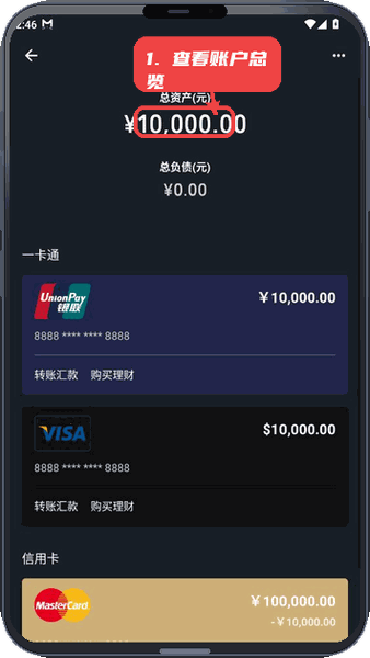微信零钱模拟器教程图:第四步,查看账户总览。 查看账户总览。