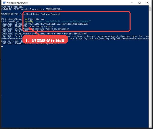 yt-dlp教程图:第一步,准备命令行环境 准备命令行环境