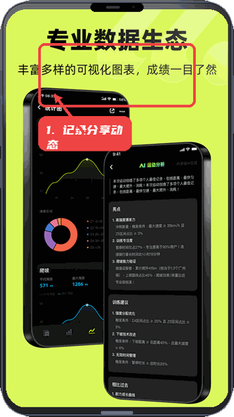 际刻骑行教程图:第三步,记录并分享骑行动态。 记录并分享骑行动态。