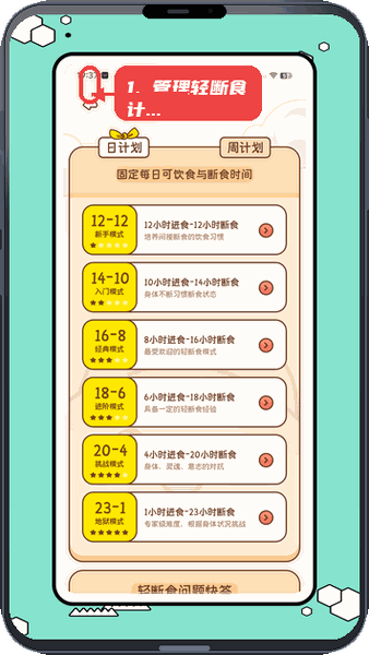 悦章阁教程图:第四步,管理轻断食计划。 管理轻断食计划。
