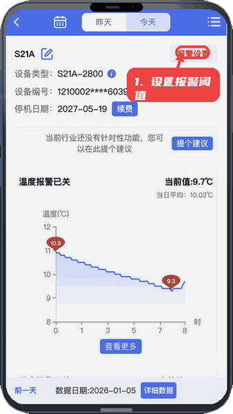 设置报警阈值。