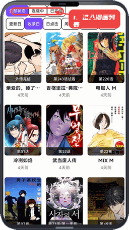 进入漫画列表页。