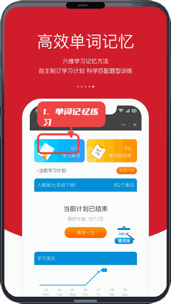 会听说教程图:第五步,进行单词记忆练习。 进行单词记忆练习。