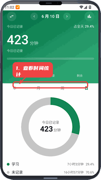 时间密度仪教程图:第四步,查看多周期时间统计。 查看多周期时间统计。