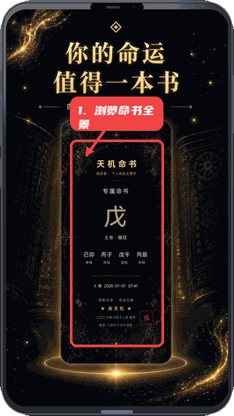 测天机教程图:第三步,浏览命盘及多维度分析。 浏览命盘及多维度分析。