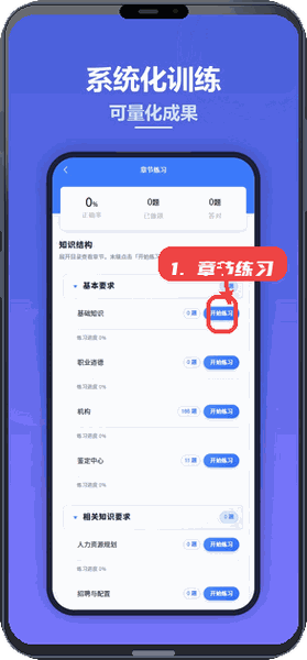 易练测教程图:第三步,进行章节练习。 进行章节练习。
