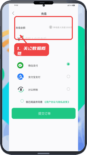 关注数据概览统计。