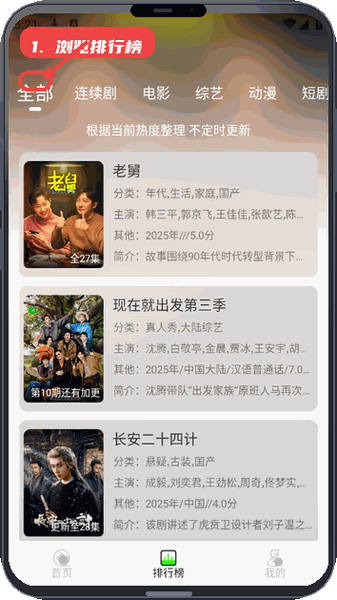 魔方4K教程图:第二步,浏览排行榜了解热门影视。 浏览排行榜了解热门影视。