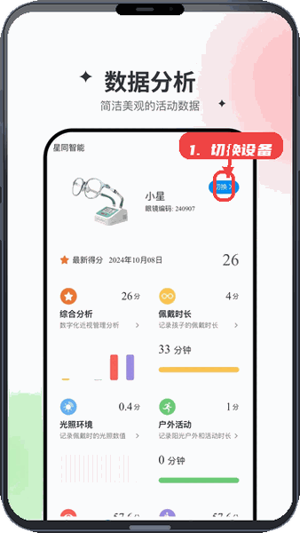 星同智能教程图:第二步,切换设备查看数据。 切换设备查看数据。