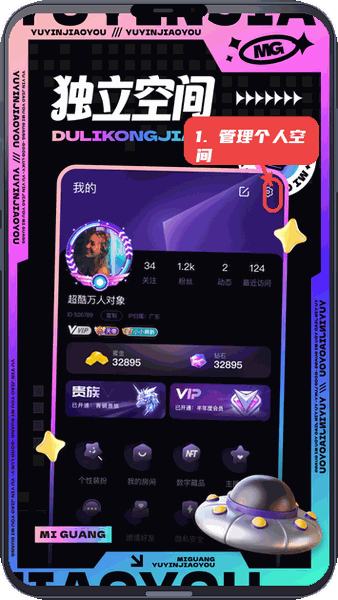 觅光教程图:第五步,管理个人空间。 管理个人空间。