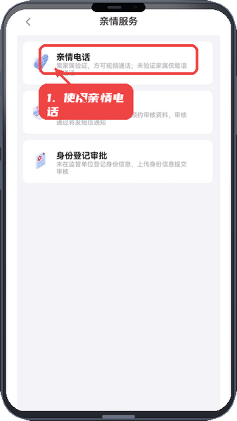 北明亲情服务教程图:第二步,使用亲情电话功能。 使用亲情电话功能。