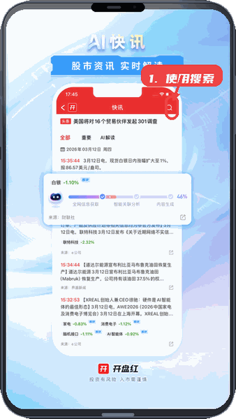 开盘红教程图:第二步,使用搜索功能。 使用搜索功能。