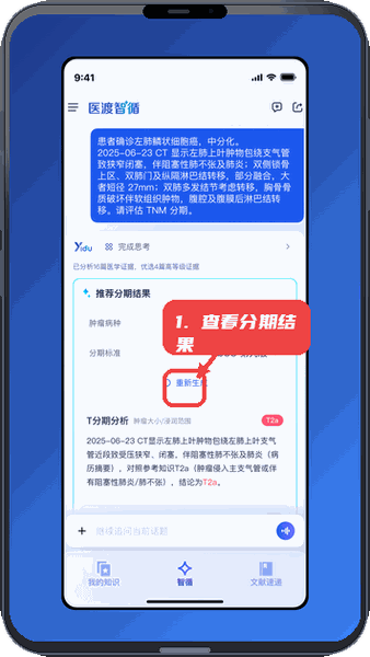 医渡智循教程图:第二步,查看分期评估结果。 查看分期评估结果。