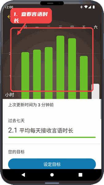Nucleus Smart教程图:第五步,查看言语时长和设定目标。 查看言语时长和设定目标。