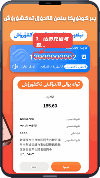Tijam教程图:第四步,使用话费充值和账单查询功能。 使用话费充值和账单查询功能。