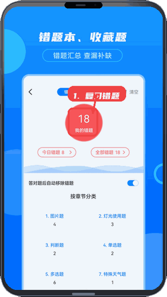 摩托驾考宝教程图:第四步,复习错题。 复习错题。