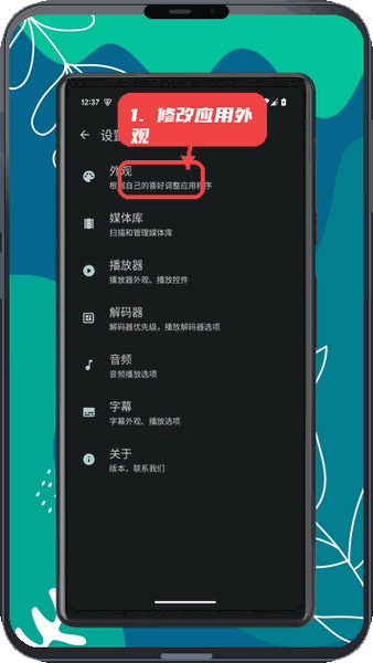OK播放器教程图:第四步,修改应用外观。 修改应用外观。