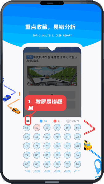 疯狂考驾照教程图:第四步,收藏易错题目。 收藏易错题目。