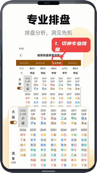 诚易排盘教程图:第三步,切换专业排盘标签。 切换专业排盘标签。