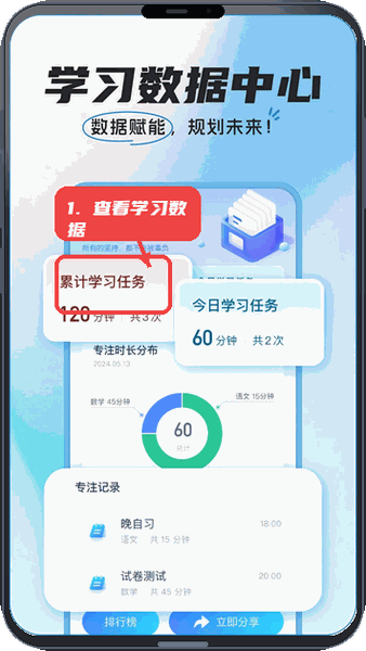 查看学习数据统计。