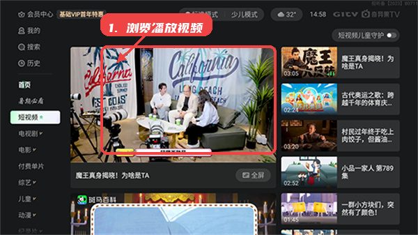 浏览和播放视频。