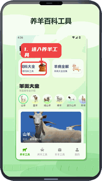 肥羊的幸福生活教程图:第一步,进入养羊工具页面。 进入养羊工具页面。