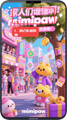 咪咪派mimipaw教程图:第三步,浏览街道购物场景。 浏览街道购物场景。