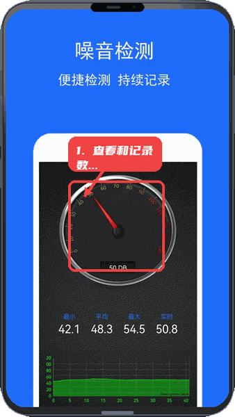 手机测量仪教程图:第三步,查看和记录数据。 查看和记录数据。