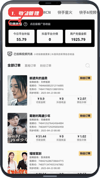 收益与订单管理。