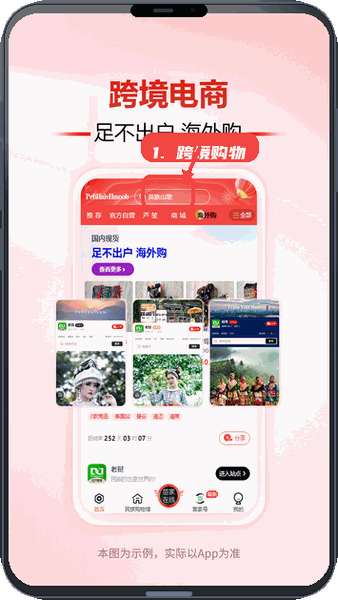 亿户苗家教程图:第五步,使用跨境电商功能。 使用跨境电商功能。