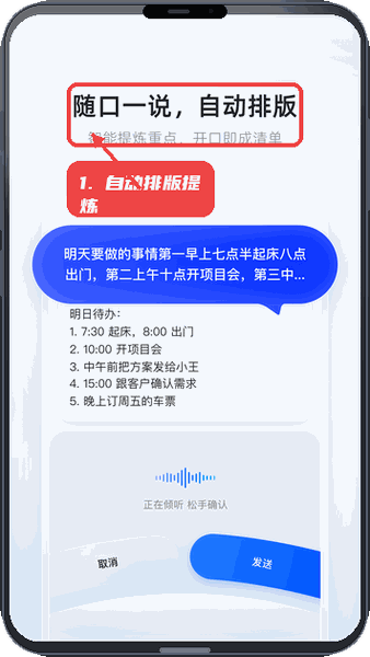 千问输入法教程图:第三步,自动排版与重点提炼。 自动排版与重点提炼。