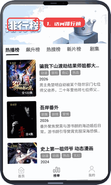趣谷教程图:第一步,访问排行榜页面。 访问排行榜页面。